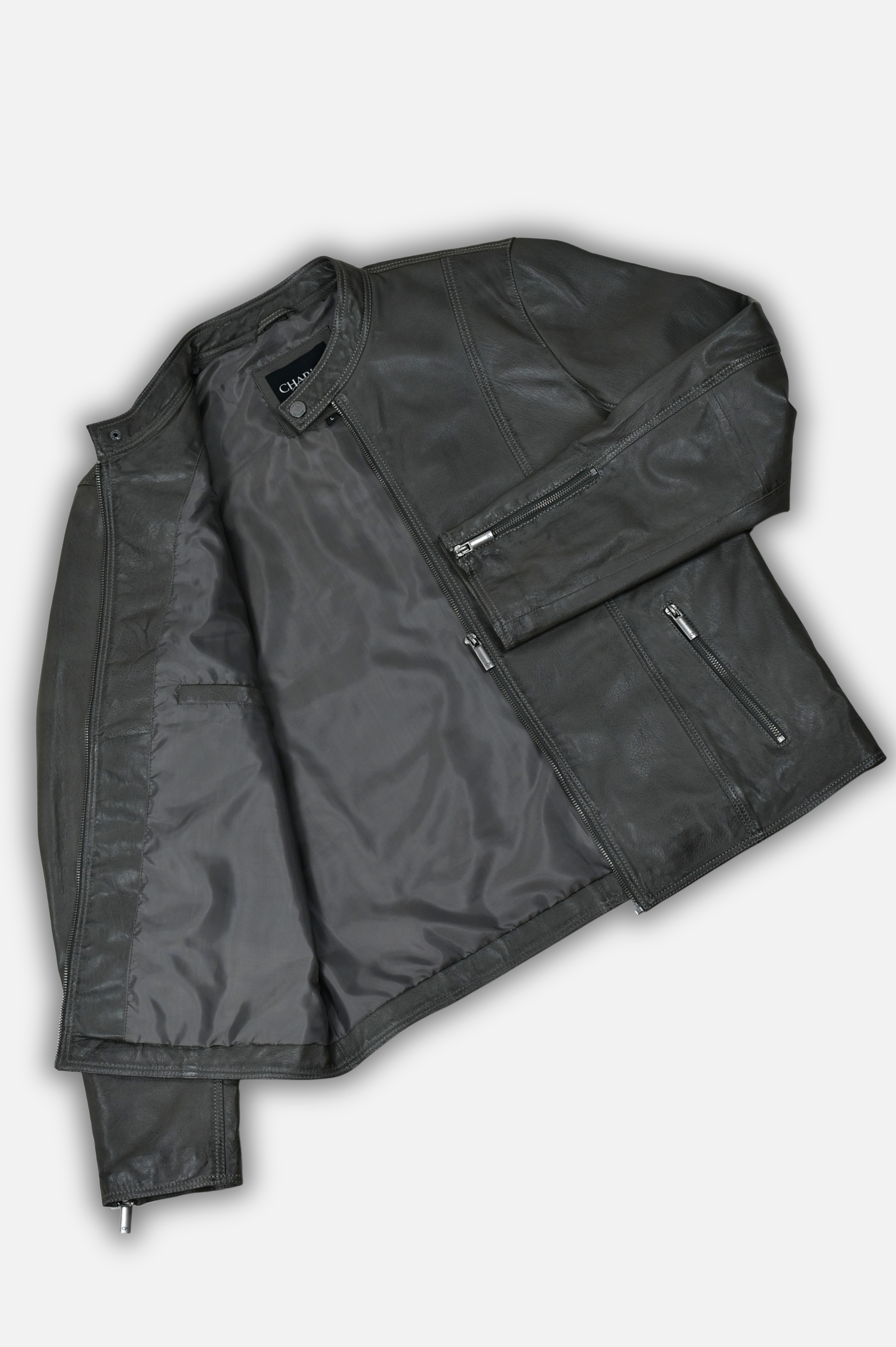 mens leather dress jackets gray